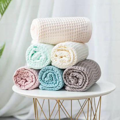 Cusack Waffle Bath Towel Cotton 70*140 for Men Women Adults Bathroom Free Shipping