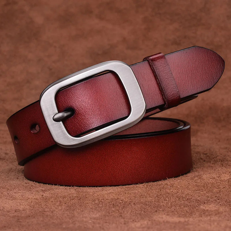 VATLTY New Genuine Leather Belt for Women 2.8cm Red brown