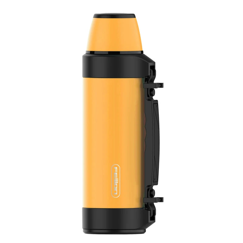 FEIJIAN Large Capacity Thermos, Travel Portable Thermos bottle 1200-1500ML Yellow