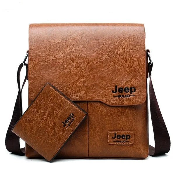 JEEP BULUO Man's Bag 2PC/Set Messenger Shoulder Bag Khaki 1505-2-W002