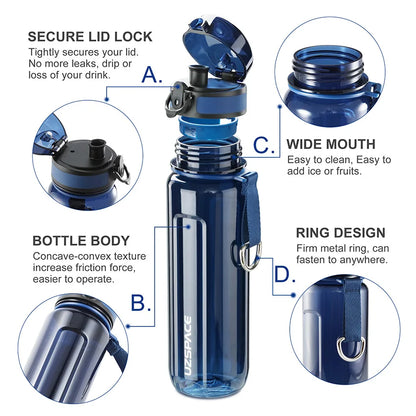 High Capacity Sports Water Bottle 1000ML Protein Shaker BPA Free