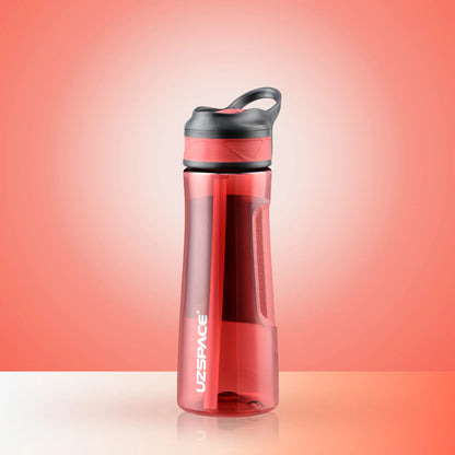 New UZSPACE 530ml Sport Water Bottle With Straw BPA Free Red 530ml