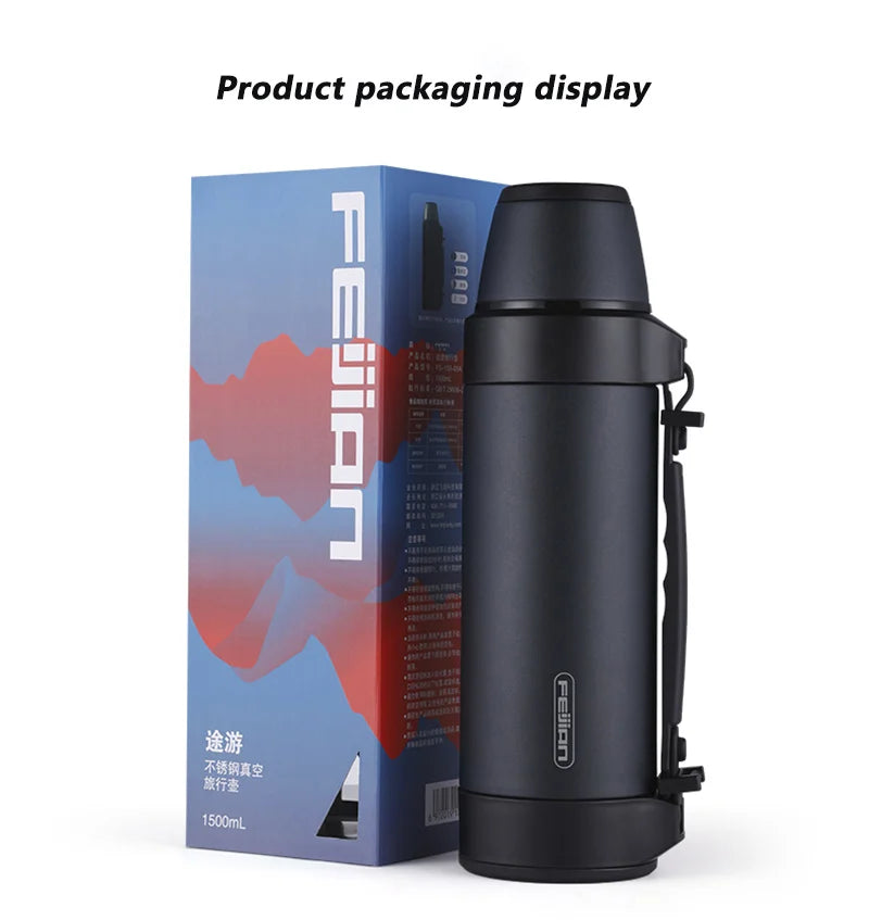FEIJIAN Large Capacity Thermos, Travel Portable Thermos bottle 1200-1500ML