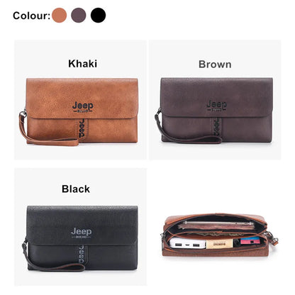 JEEP BULUO Mens Wallet Clutch Bag PU Leather