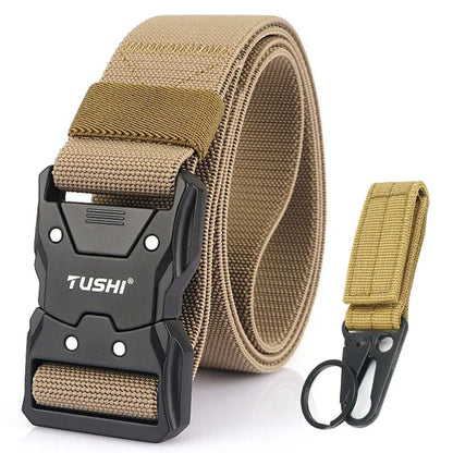 VATLTY Quick Release Elastic Belt Hard Alloy Buckle Strong Real Nylon Khaki set 1