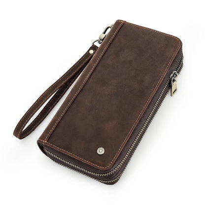Contact'S Genuine Leather Men's Wallet Clutch Card Holder Long Coffee