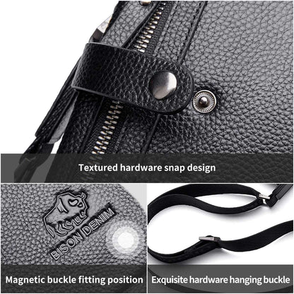 BISON DENIM Genuine Leather Shoulder Business Messenger bag