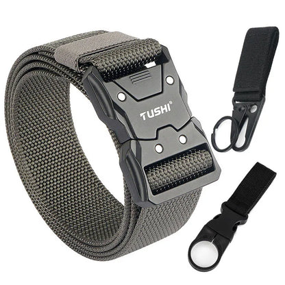 VATLTY Quick-drying Tactical Belt Men Hard Alloy Quick Release Buckle 1200D Soft Nylon Dark gray set 1 125cm(adjustable)