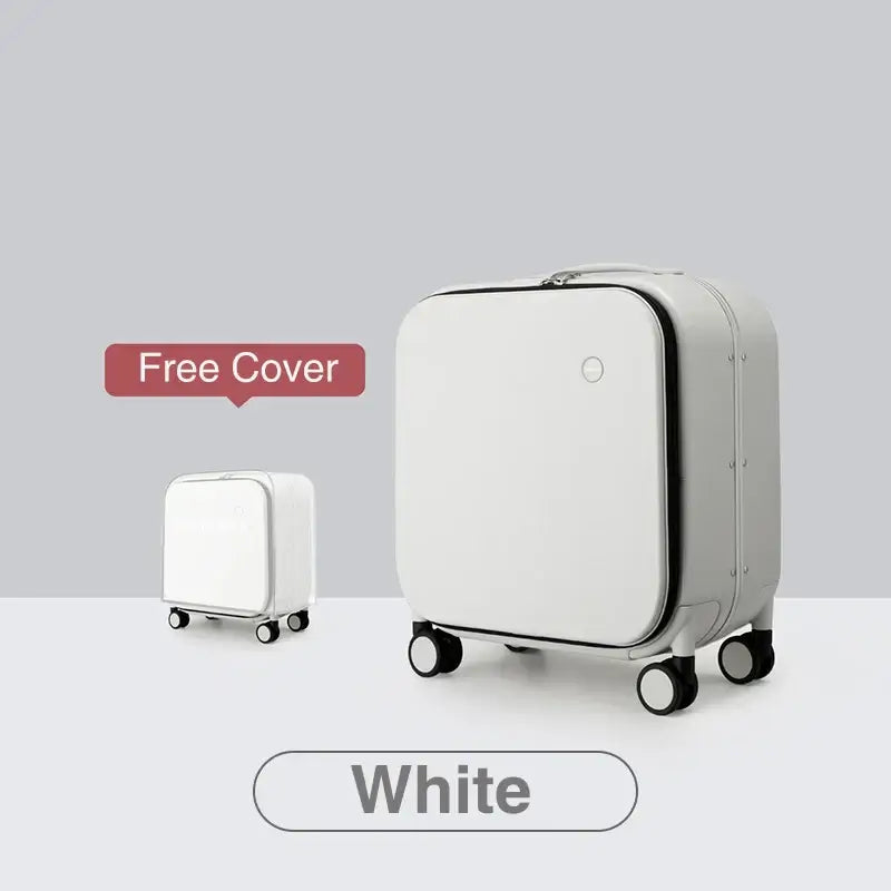 MIXI Carry On Suitcase 18 Inch Aluminum Frame White