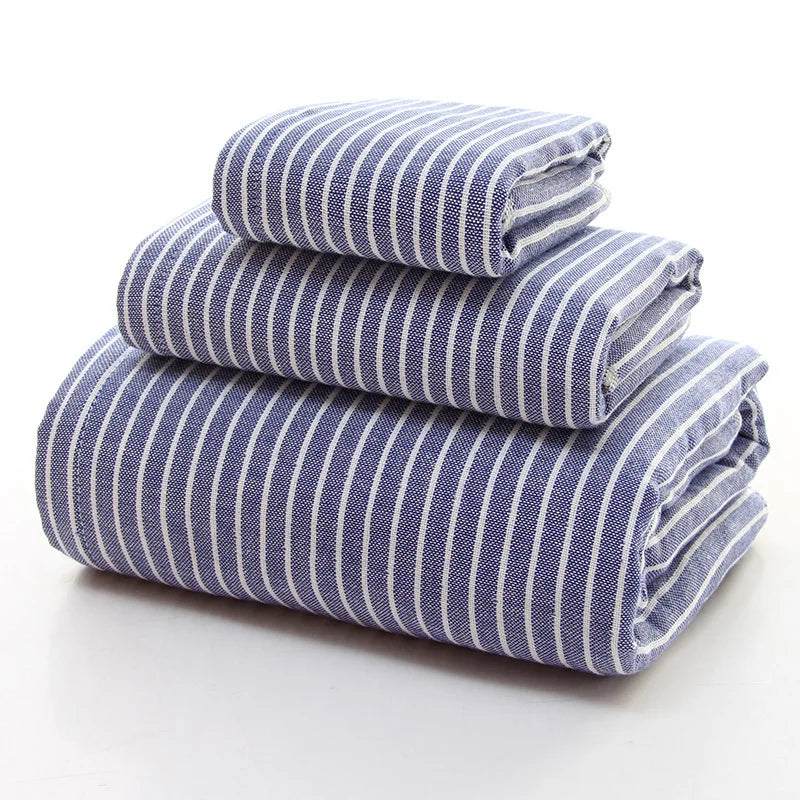 Cusack Japanese Stripe Children Women Men Pure Cotton Hand Face Bath Towel Set 3pcs for Bathroom Free Shipping 70*140 34*76 4