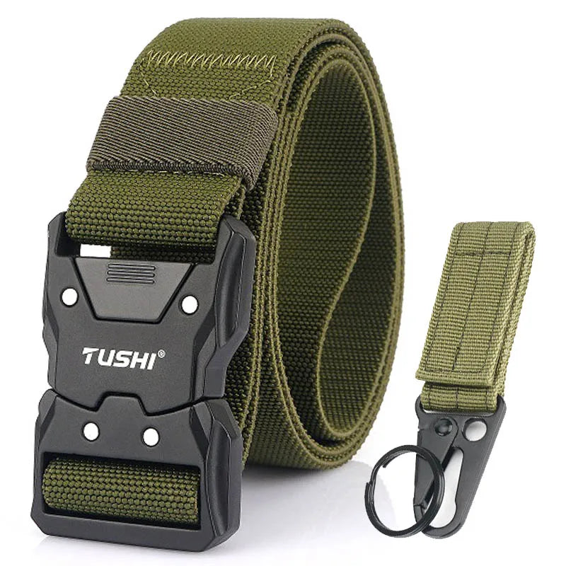 VATLTY Quick Release Elastic Belt Hard Alloy Buckle Strong Real Nylon ArmyGreen set 1