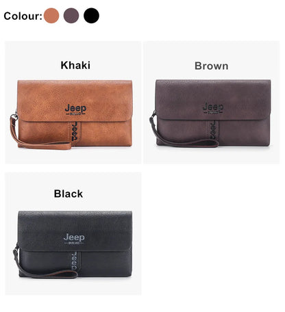 JEEP BULUO Mens Wallet Clutch Bag PU Leather