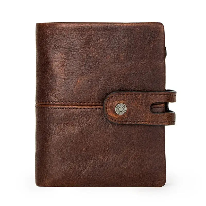 CONTACT'S Casual Men's Crazy Horse Leather Short Wallet Coffee Style 2