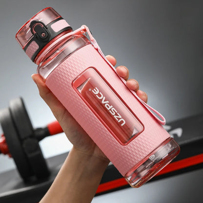 UZSPACE Sports Water Bottles Leak-proof Drop-proof Portable Shaker BPA Free Glow Pink