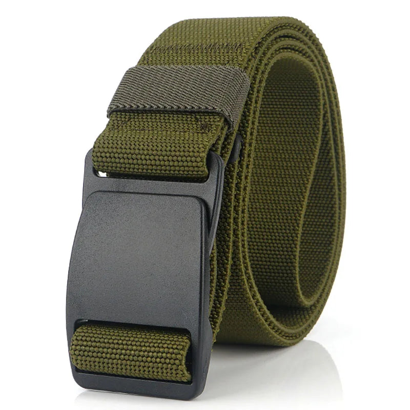 Metal-Free Stretch Belt High Quality Hard Nylon Quick Release Buckle ArmyGreen 120cm