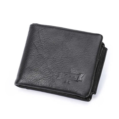 CONTACT'S Genuine Crazy Horse Leather Men's Wallet Vintage Trifold Black H