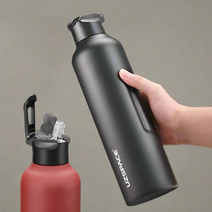 New Stainless Steel Water Bottle With Straw Direct Drinking 2 Lids