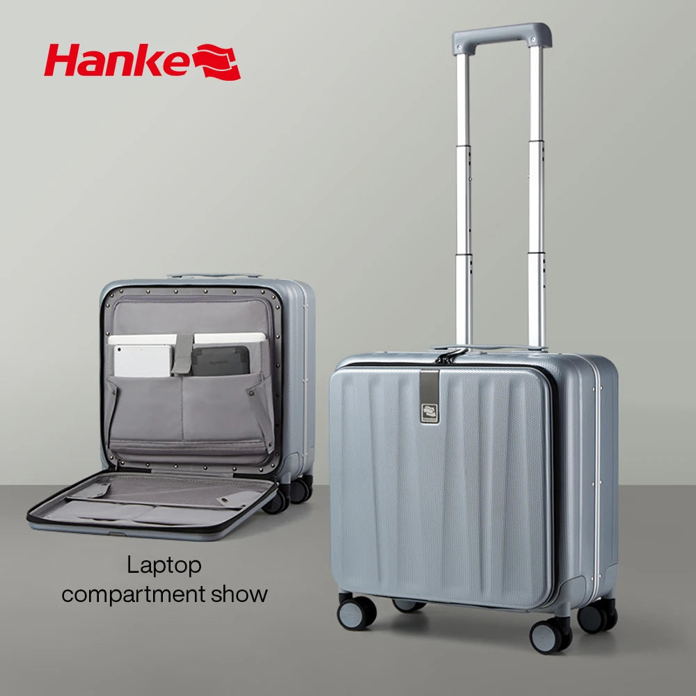 Hanke Carry On Suitcase Aesthetic Design 7mm Aluminum Frame 18" 20" Gray