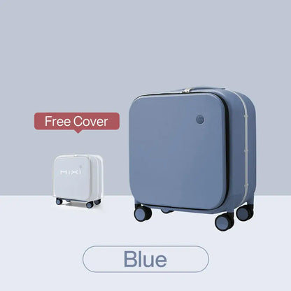 MIXI Carry On Suitcase 18 Inch Aluminum Frame Blue