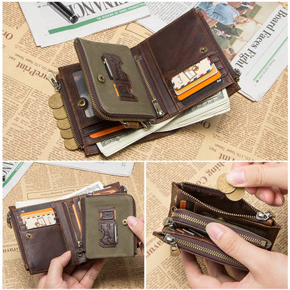 CONTACT'S 100% Genuine Leather RFID Men's Zipper Card Holder Wallet