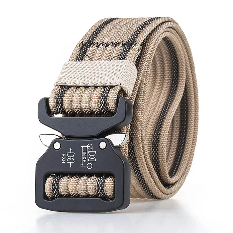 Retro Police Tactical Belt Strong 1200D Real Nylon Rust-Proof Metal Quick Release Buckle khaki 125cm