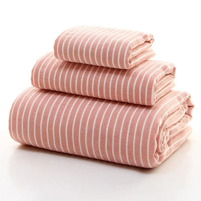 Cusack Japanese Stripe Children Women Men Pure Cotton Hand Face Bath Towel Set 3pcs for Bathroom Free Shipping 70*140 34*76 6