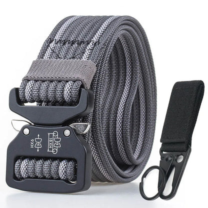 Retro Police Tactical Belt Strong 1200D Real Nylon Rust-Proof Metal Quick Release Buckle Dark gray set 125cm