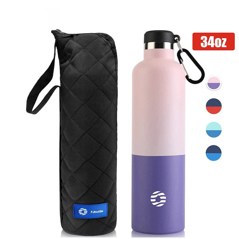 FJbottle Thermos Flask,Vacuum Bottle 18/10 Stainless Steel, 1000ML Pink Purple 1000ml