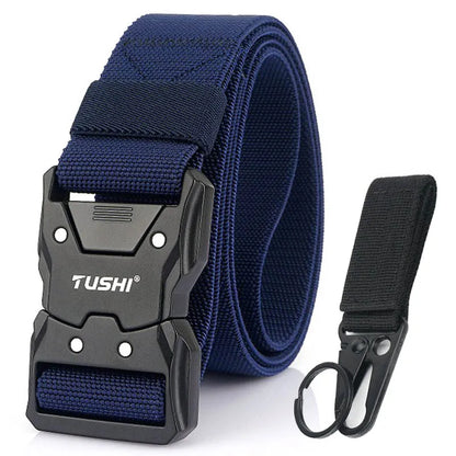 VATLTY Quick Release Elastic Belt Hard Alloy Buckle Strong Real Nylon Navy blue set 1