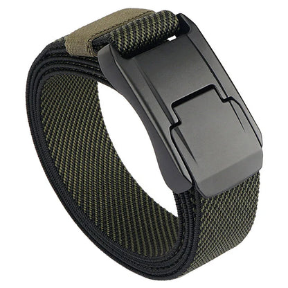 VATLTY New Stretch Belt for Men Hard Alloy Quick Release Buckle Strong Real Nylon Twill green 125cm