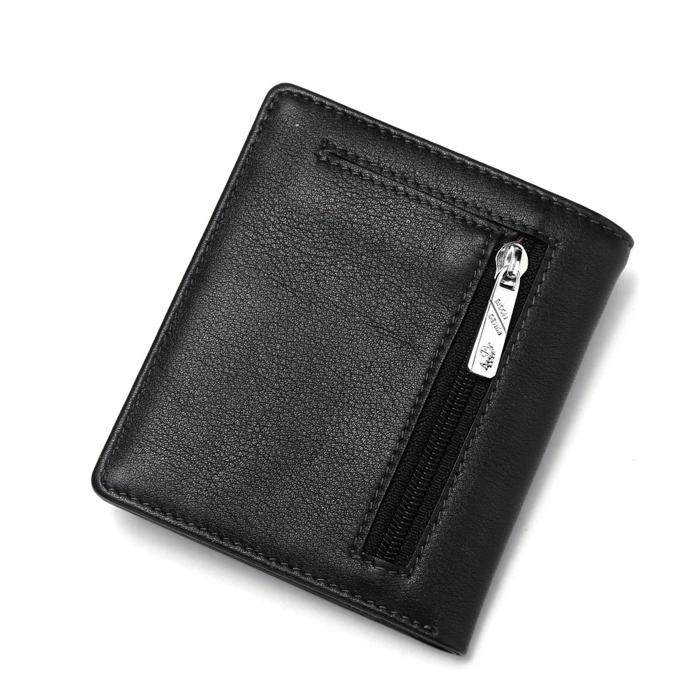 BISON DENIM Short Wallet Genuine Leather RFID Blocking