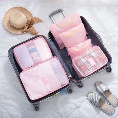 6 pcs/Set Travel Storage Bag Home Organizer Box Pink 1