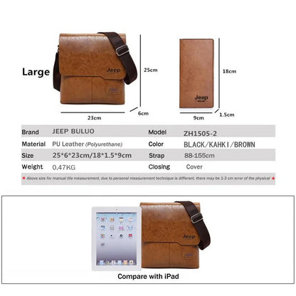 JEEP BULUO Man's Bag 2PC/Set Messenger Shoulder Bag