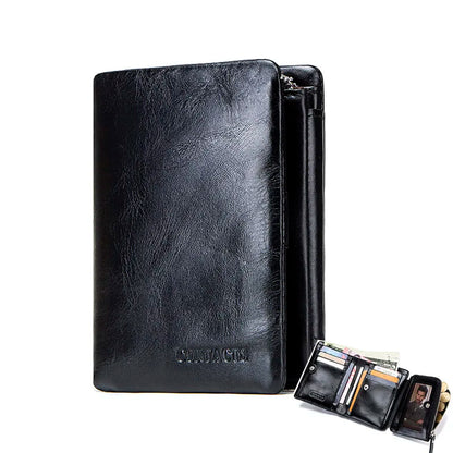 ContactS Genuine Leather Men's Bifold Card holder Wallet Trifold United States Black