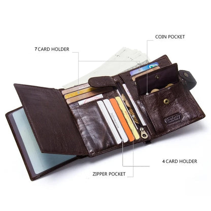 CONTACT'S Luxury Genuine Leather Wallet With Passcard Pocket and Card Holder