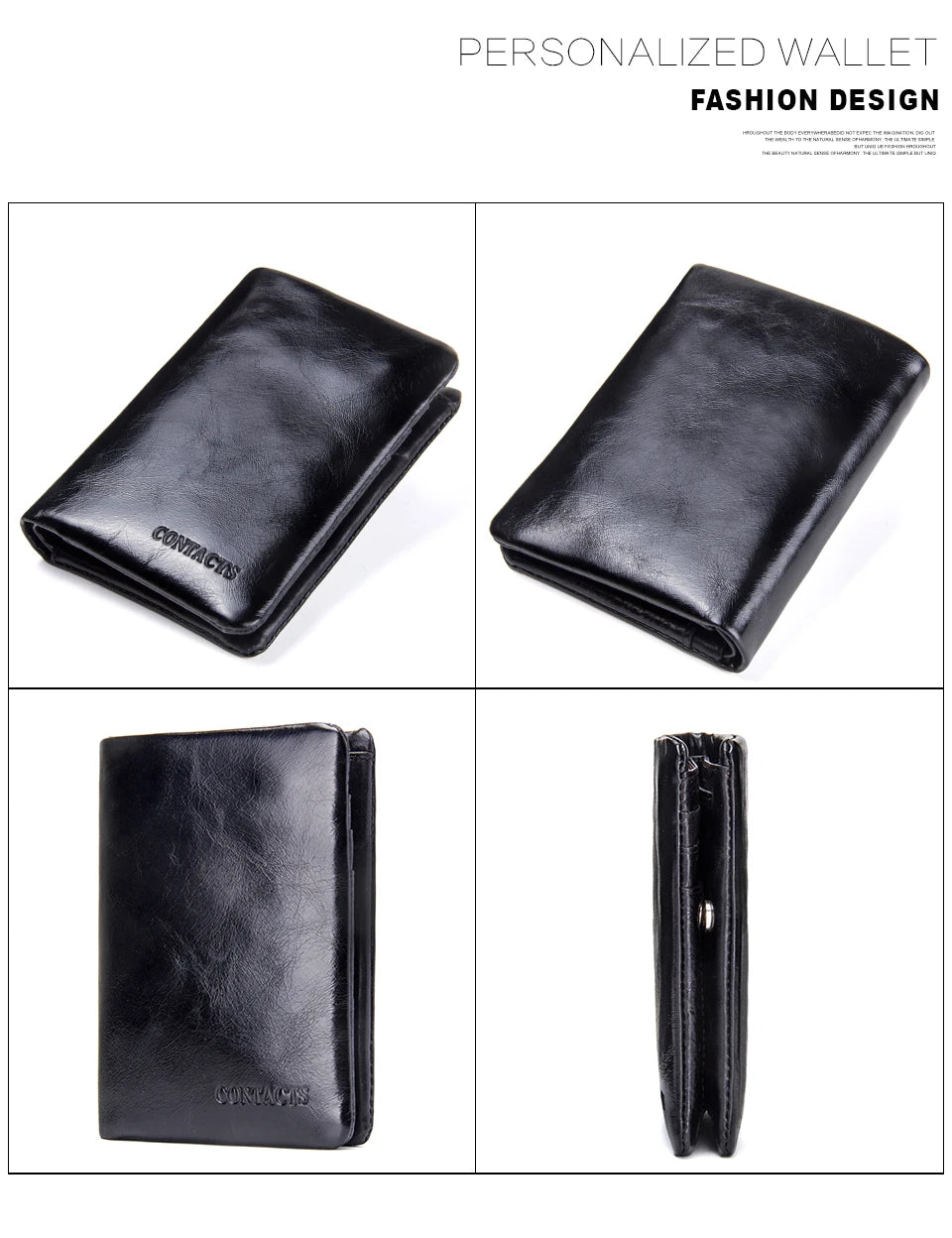 ContactS Genuine Leather Men's Bifold Card holder Wallet