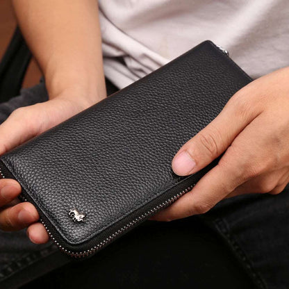 BISON DENIM Brand Genuine Leather Wallet RFID Blocking Clutch