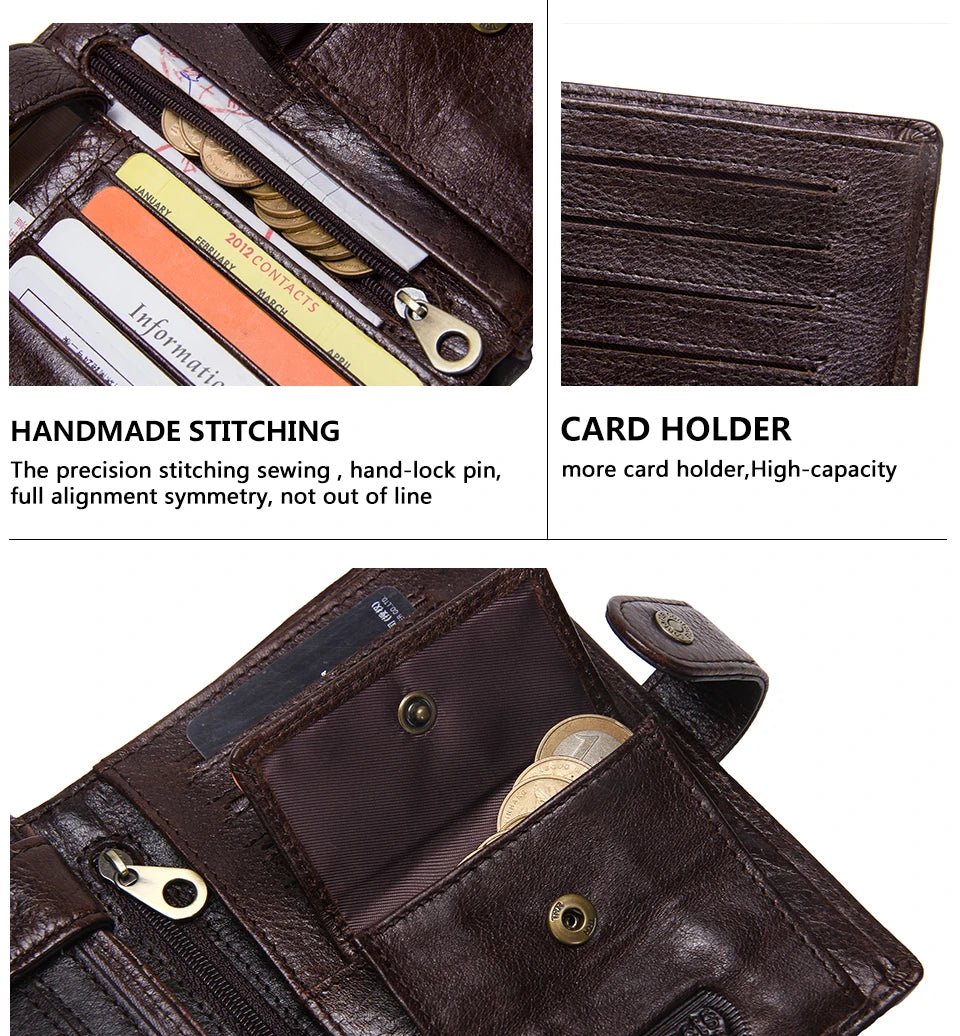 CONTACT'S Luxury Genuine Leather Wallet With Passcard Pocket and Card Holder