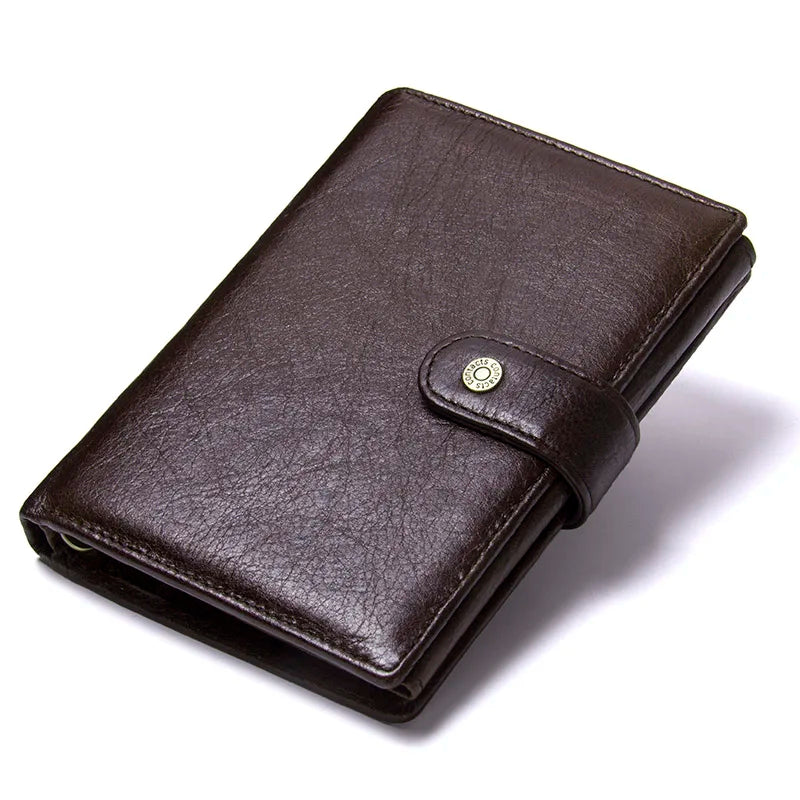 CONTACT'S Luxury Genuine Leather Wallet With Passcard Pocket and Card Holder Coffee