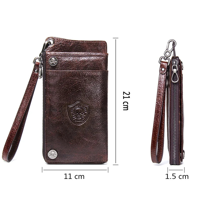 CONTACT'S Men's Wallet Genuine Leather Clutch 6.5" Phone Pocket