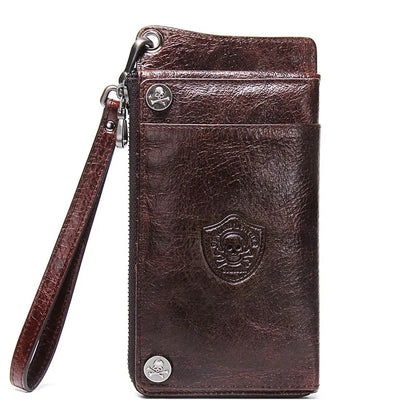 CONTACT'S Men's Wallet Genuine Leather Clutch 6.5" Phone Pocket coffee