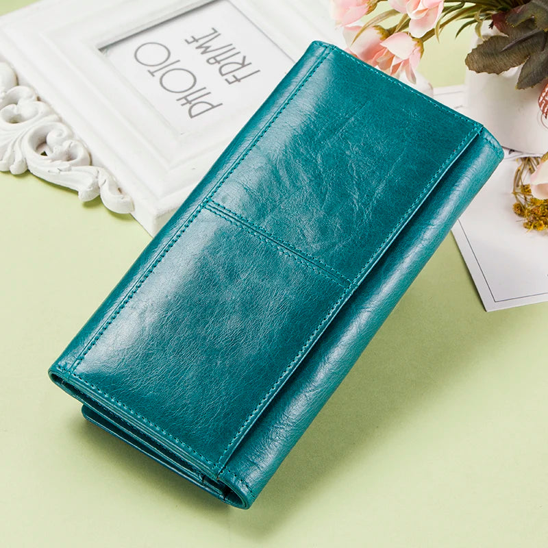Contact's HOT Genuine Leather Wallet Women's Card Holder Long Style
