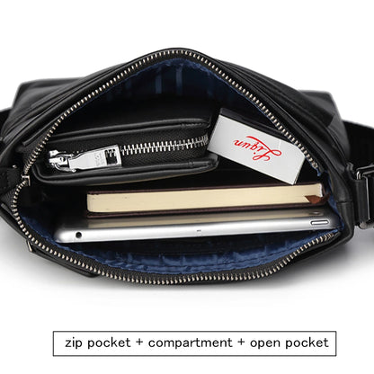 BISON DENIM Soft Genuine Leather Shoulder 10.5" Ipad Messenger Bag