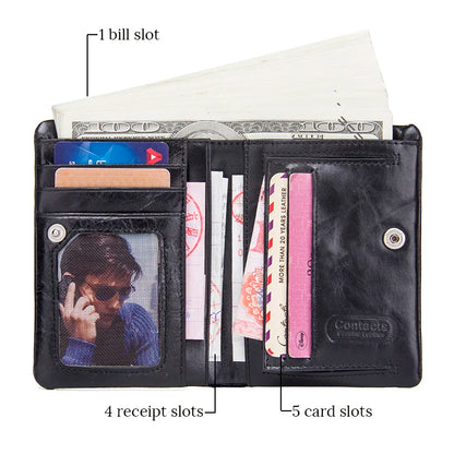 ContactS Genuine Leather Men's Bifold Card holder Wallet