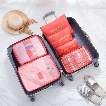 6 pcs/Set Travel Storage Bag Home Organizer Box Orange