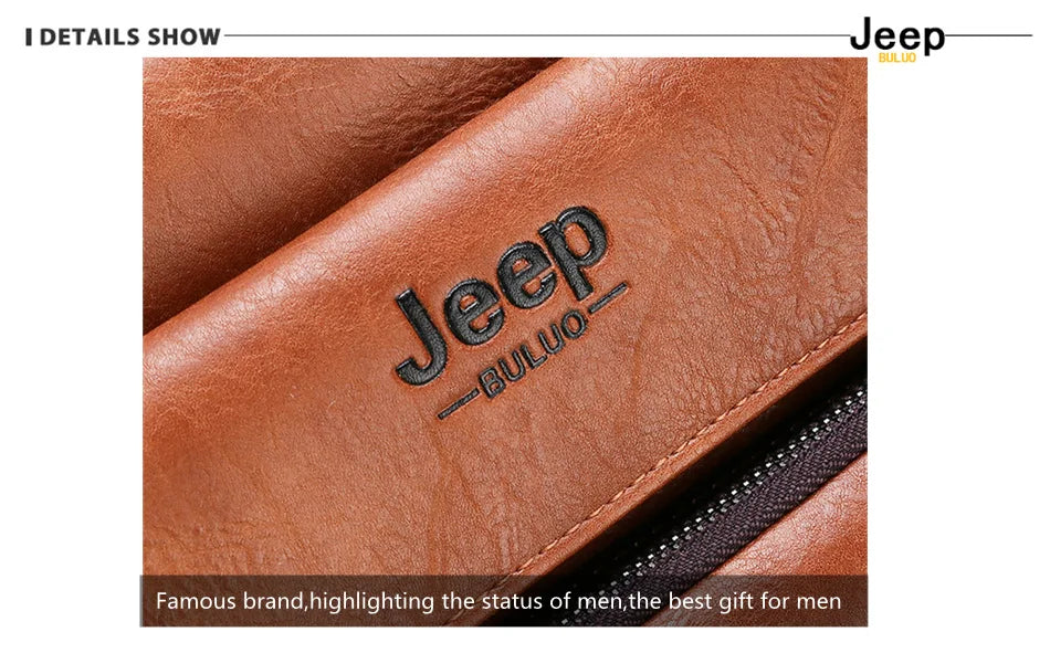 JEEP BULUO Man Split Leather Crossbody Shoulder Messenger Bag