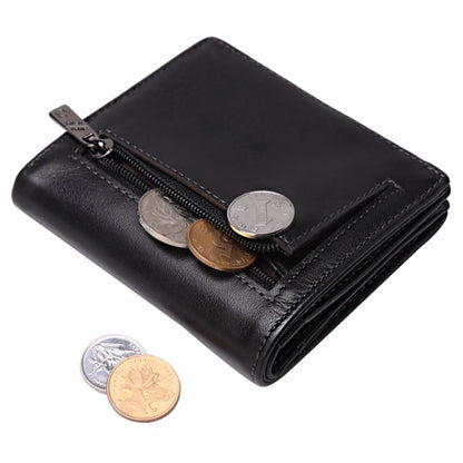 BISON DENIM Short Wallet Genuine Leather RFID Blocking