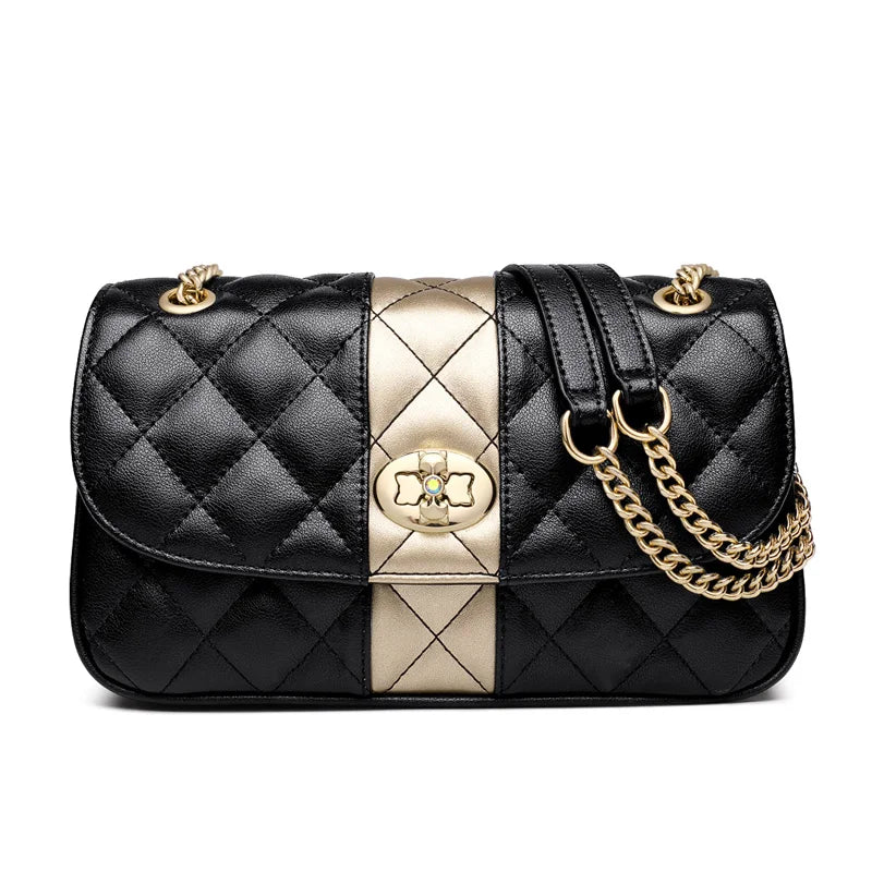 FOXER Women Crossbody Bag Diamond Lattice Handbag Black