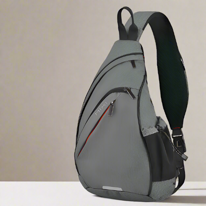 Mixi Men One Shoulder Backpack Sling Bag Crossbody USB Gray