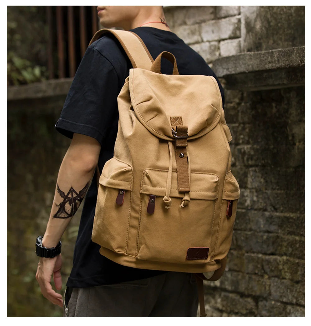 TANGHAO Canvas Backpack Unisex Vintage Casual 17 inch